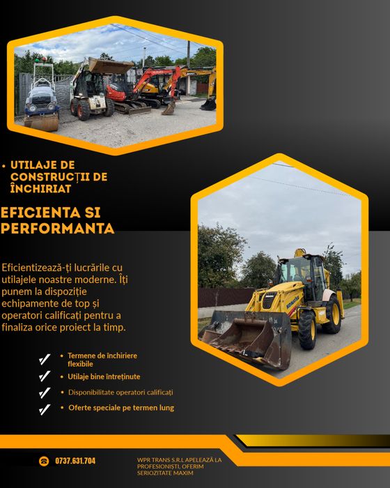 Închiriez Miniexcavator Buldoexcavator ,Bobcat, Cilindru Compactor | București, Ilfov și Împrejurimi