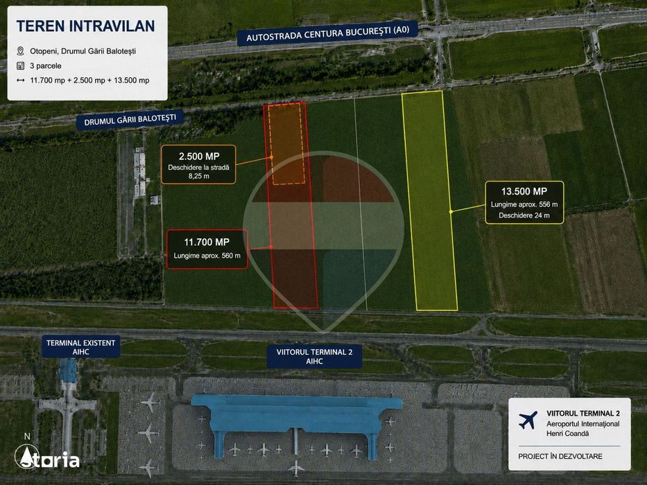 Teren intravilan Otopeni | Aeroport | vânzare integrală sau parcelată