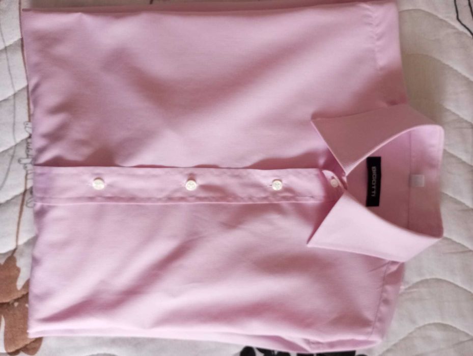 Camasa roz cu dungi albe Bigotti  L (41/42)