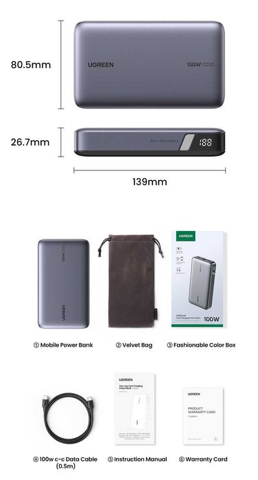 Ugreen PB720 Nexode 100W Power Bank 20000mAh & MacBook iPad iPhone 17