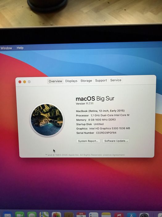 MacBook Retina 12 inch 8 GB ram 250 GB