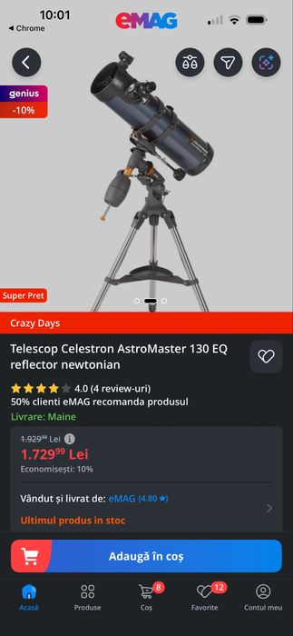 Telescop profesional celestron astromaster 130 NOU