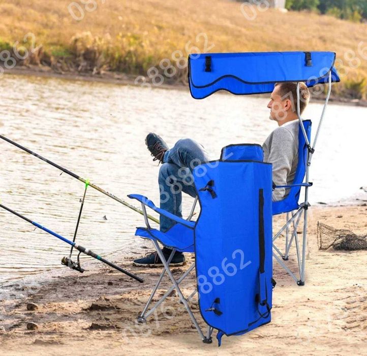 ПРОМО! Сгъваем туристически стол със сенник , стол за риболов и плаж