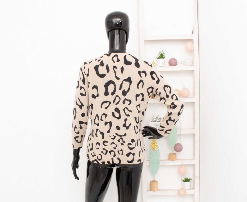 Gharani Strok London дамски пуловер от 100% кашмир животински принт L