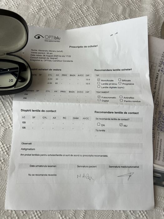 Vand ochelari de vedere NOI Ray Ban dioptrii -0.50 la ambii ochi