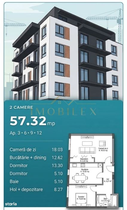 Apartament NOU 2 camere decomandate 57mp