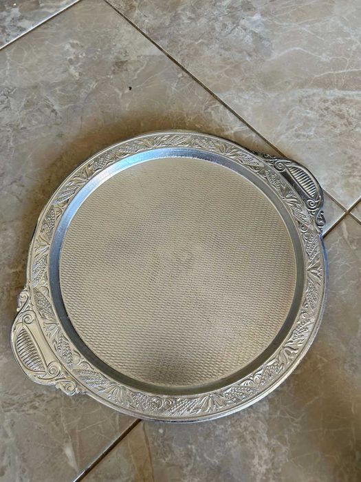 Комплект  руски подстакани с поднос от алумин , винтидж