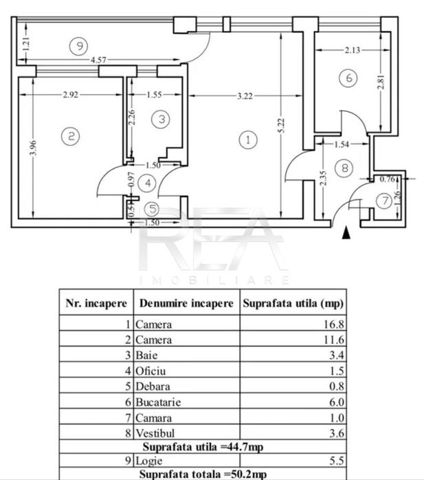 2 camere, 5/9, 50 mp, anvelopat-Gorjului