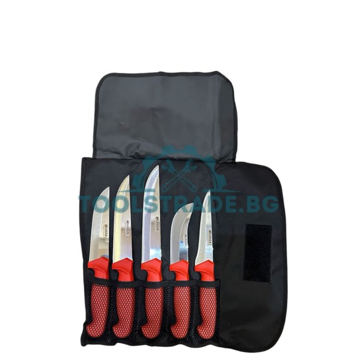 Професионални турски месарски ножове комплект в калъф 5 броя