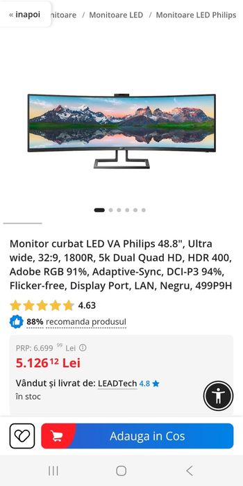 Monitor Philips  49" 5k