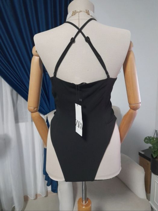 Body Zara negru asimetric din vascoza mărimea XS