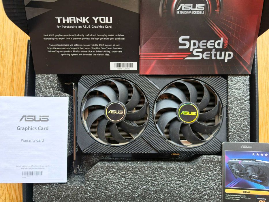 ASUS DUAL GeForce RTX 3060 Ti MINI OC Edition 8GB GDDR6 с кутия и всички аксесоари