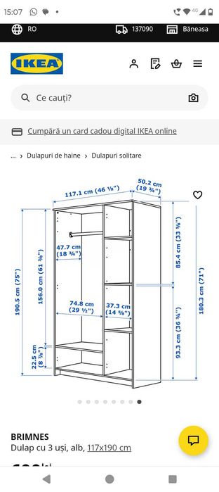 Vând șifonier 3 uși