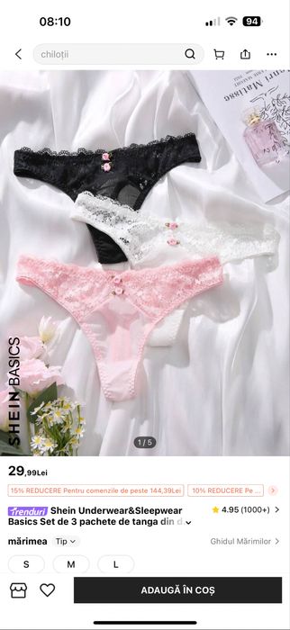 Seturi 3 perechi chiloti narimea s -m noi