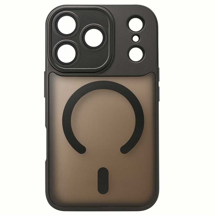 MagSafe калъф за iPhone 17 Pro / 17 Pro Max–опушен гръб, черна рамка