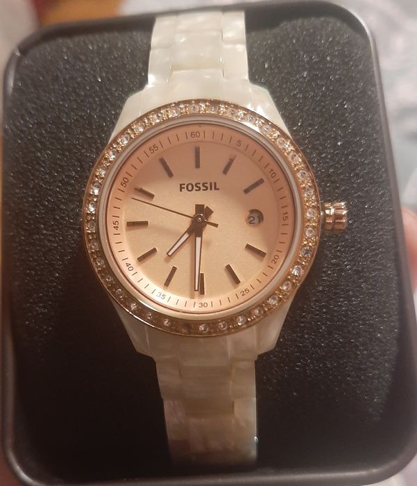 Ceas Damă Fossil Stella ES2864 – Alb Perlat & Rose Gold