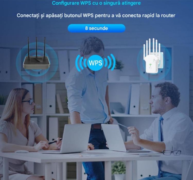 Amplificator Semnal Wireless Range Extender Retea WiFi 6 Antene Retea 2.4 & 5GHz Dual Band 2 Antena incorporata 1200Mbps 1x Port LAN