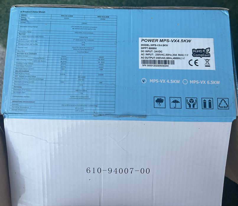 Хибриден инвертор MPS VX 4.5 kw с две батерий