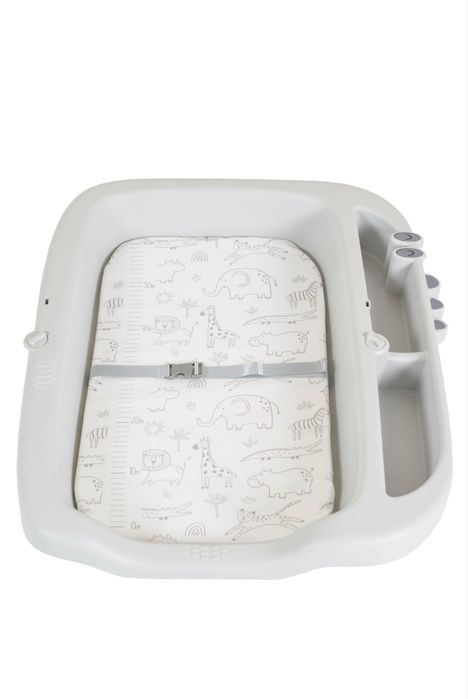 Masa de infasat multifunctionala Cangaroo Croco, pliabila, ajustabila pe inaltime, roti cu frana, Gri