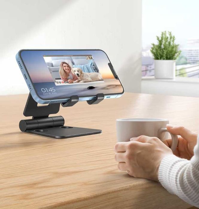 Suport reglabil pentru telefon mobil, pliabil, din aluminiu