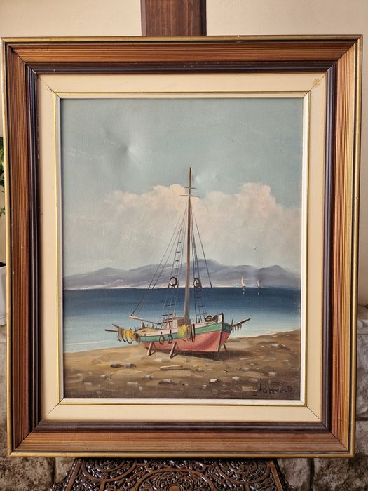 Прекрасна антикварна авторска майсторска картина масло върху платно