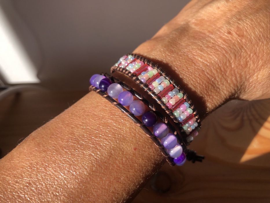 Оригинални ръчно изработени "Бохо" гривни с мъниста от естествен камък