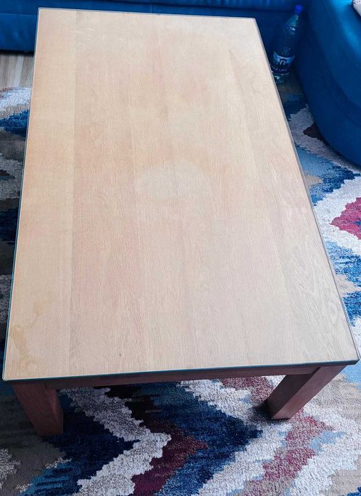 Vand măsuță living lemn 70 - 120cm ,cu sticla securizata.