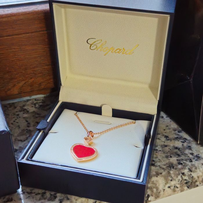 Colier Pandantiv Chopard Happy Hearts Rosu