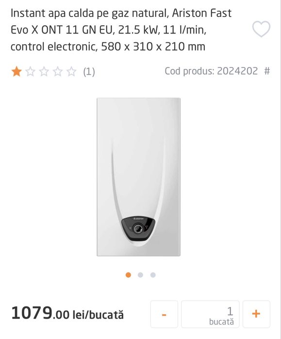 Instant apa calda pe gaz Ariston