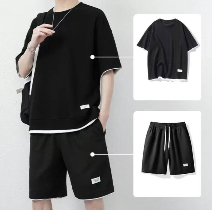 повседневный костюм футболка шорты комплект