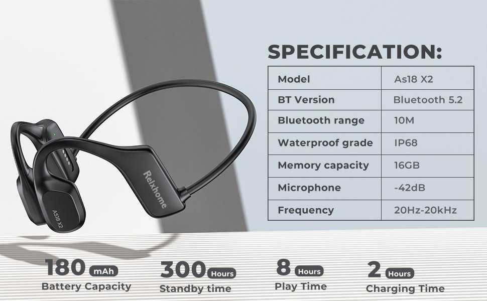 Relxhome AS18 X2 Bone Conduction / костна проводимост 16 GB памет, MP3
