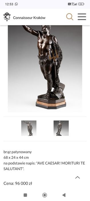 Statueta Veche De Colecție Semnată "Gladiator"