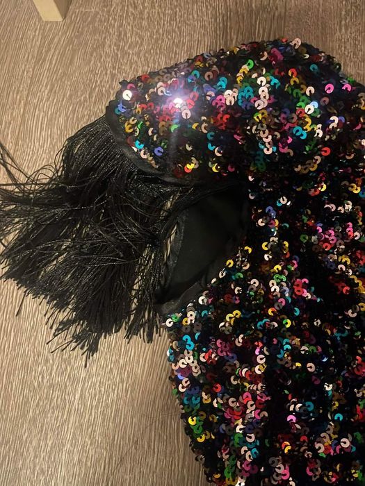 Rochie bby cu paiete si epoleti cu franjuri