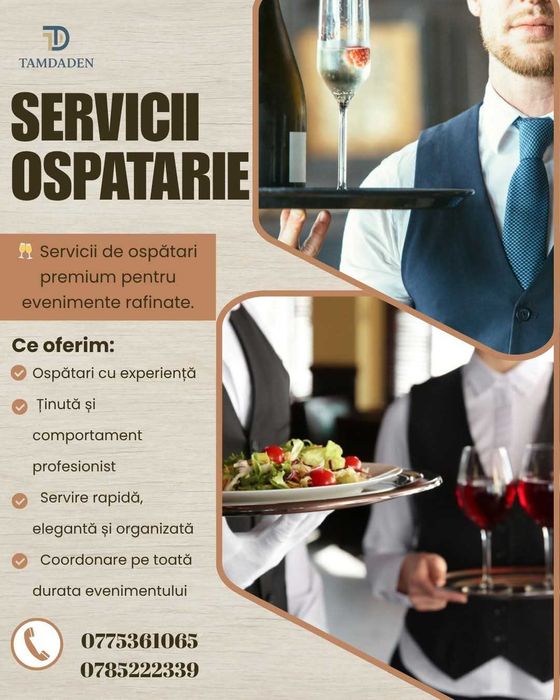 Organizam evenimente/ oferim ospatari cu experienta/servicii complete