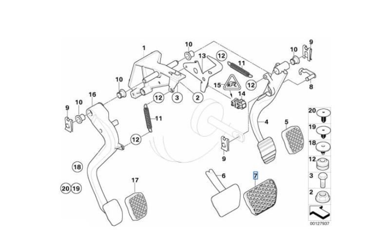 Manson pedala frana Bmw Seria 1, Seria 2, Seria 3, Seria 4, Seria 5, Seria 7, Seria 8, X1, X3, X4, X5, X6, X7, 107x80mm, cauciuc, 1 buc