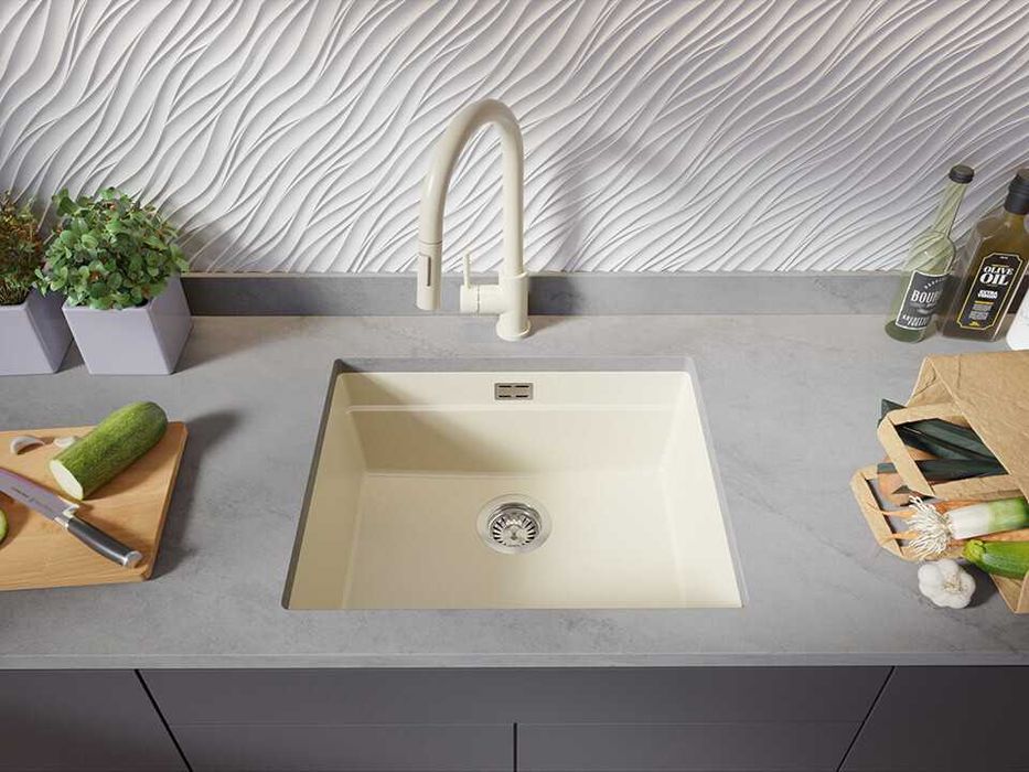 Бежов кухненска мивка за вграждане под плот Прага 60 Level 560 x 470