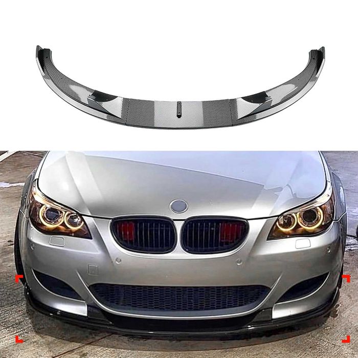 Лип Спойлер за BMW E60 / E61 - предна m5 броня - черен гланц, бмв е60, е61, м5