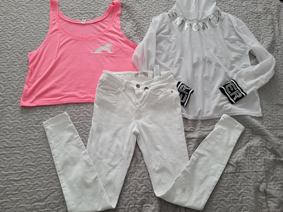 Blugi Zara albi xs  +2 topuri