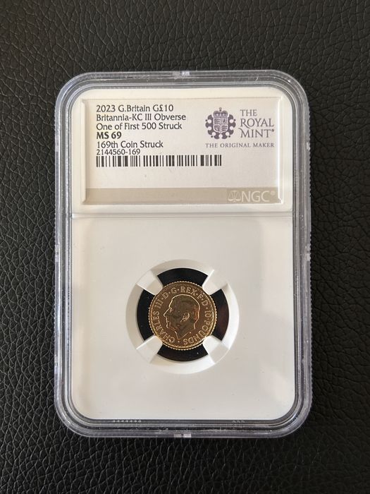 Monedă aur 1/10 oz Britannia 2023 - Regele Charles III - NGC MS69 First 500 Struck