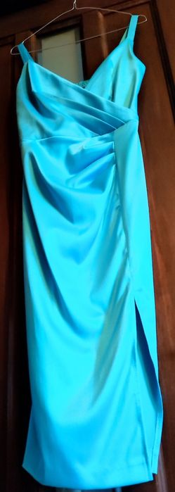 Rochie ocazie, midi, material fin lucios