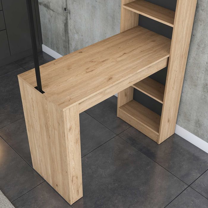 Бар маса Puzzle-home 3173, ПДЧ и метал, Цвят орех, - ПРОМО