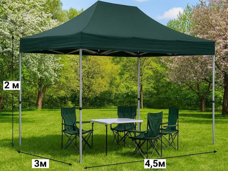 Шатра павильон 3 х 4,5м зелена НОВА