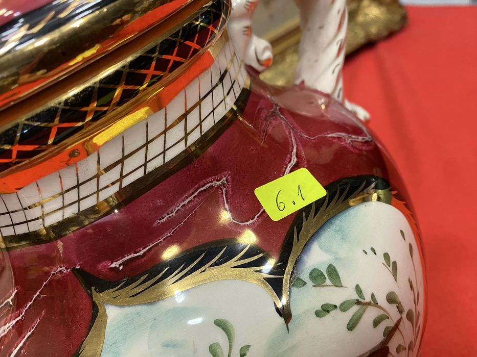 Винтидж ваза с капак H Biquet Belgium 1960 1980 пойна птица