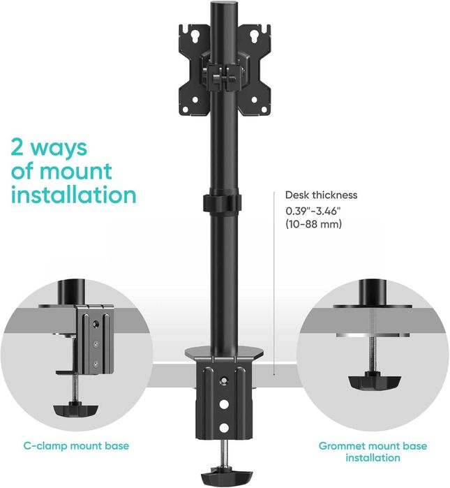 Универсална бюро стойка за монитор ONKRON D101E, 13"–34", 8 кг, черна