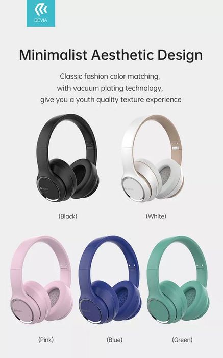 Casti Wireless Bluetooth Devia On-Ear Kintone Albastru