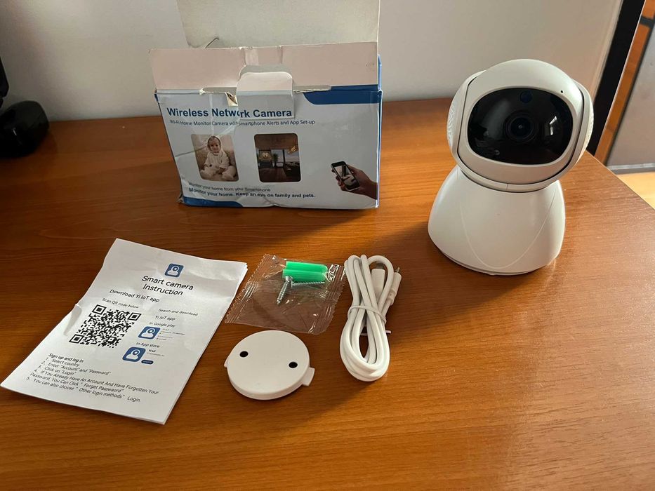 Cameră de supraveghere IP Wi-Fi Smart Yi IoT - Rotativă 360°, HD, cu accesorii