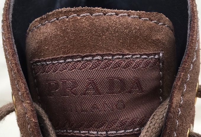 PRADA Ghete Botine Fashion Maro Piele Intoarsa Original Italia