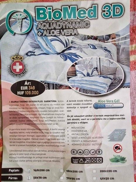 Biomed Aquadynamic+Aloe Vera Set pilota 140x200 cm si 2 perne 50x70 cm