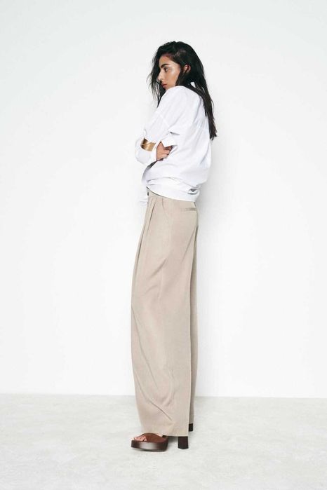 Zara широкие брюки с защипами