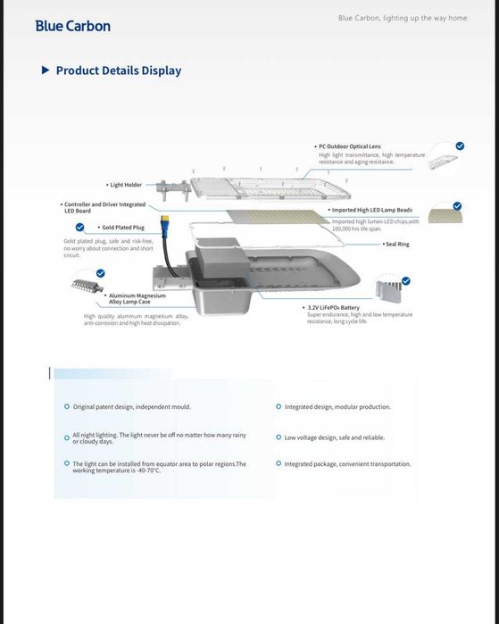BLUE CARBON quyosh panelli LED projektorlari.